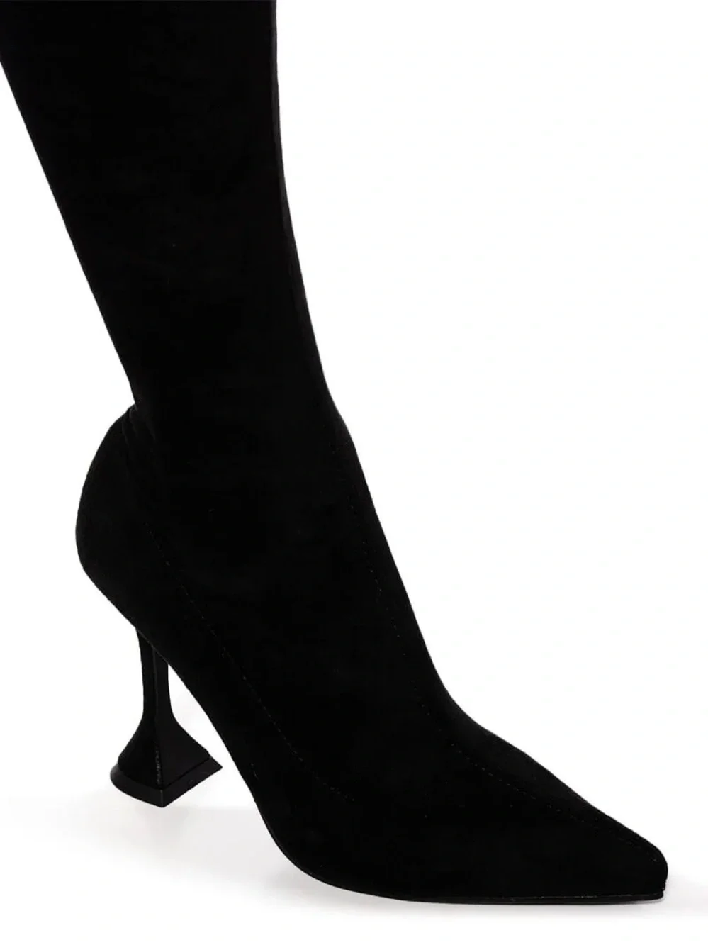 AZALEA WANG ELEVATE THIGH HIGH STRETCH SUEDE BOOT IN BLACK